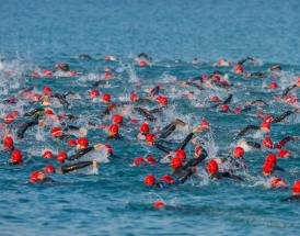 Triathlon starts with open water swimming